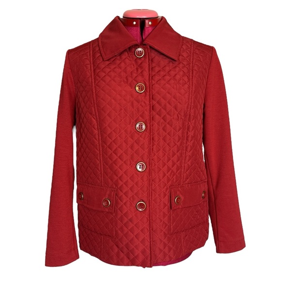 Allison Daley petite long sleeve button up sweater jacket with quilted front - Picture 1 of 12